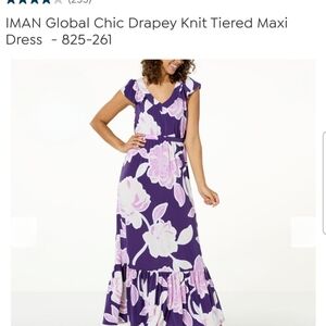 IMAN Purple and White Tiered Ruffled Maxi Sundress for Wedding Guest